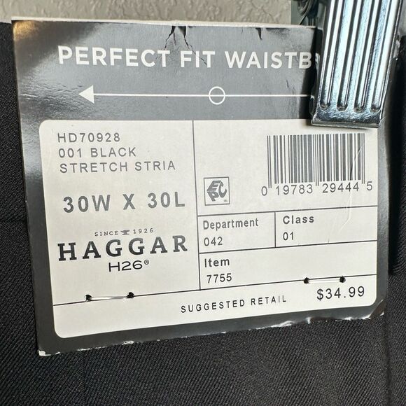 NWT Haggar Men’s Black Premium Stretch Comfort Flat Front Dress Pants - Size 30” - Picture 4 of 11